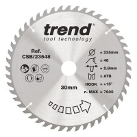 Trend Wood Circular Saw Blade - 235mm blade x 2.8 kerf x 30 bore 48T