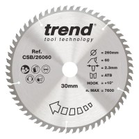 Trend Wood Circular Saw Blade - 260mm dia x 2.3 kerf x 30 bore 60T