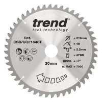 Trend Wood Cordless ATBR Mitre Saw Blade - 216 mm dia x 2.2 kerf x 30 bore 48T