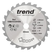 Trend Wood Mitre Saw Blade - 254mm dia x 3.0 kerf x 30 bore 24T