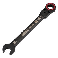 Draper Expert HI-TORQ Metric Flexible Head Ratchet Combination Spanner, 16mm, Black - 03923