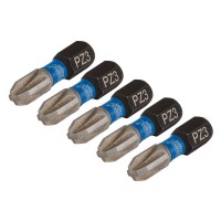 Draper Expert PZ-Type Impact Screwdriver Bits, No.3 x 25mm, 1/4\" Hex (Pack of 5) - 04975