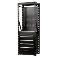 BUNKER 2 Tier Racking with Steel Shelving, Pegboard and Floor Cabinet, 750mm - 27975