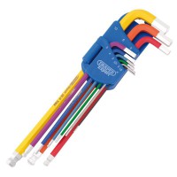 Draper Expert Metric Extra Long Ball End Hex Key Set, Colour Coded (9 Piece) - 66134