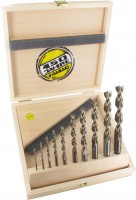 Famag 1594 Brad point drill bit HSS-G Set of 10 pcs  3 4 5 6 8 10 12 13 14 16 mm in Wooden Case