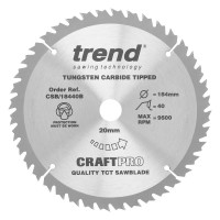 Trend CraftPro Trimming Crosscut Saw Blade - 184mm dia x 2.6 kerf x 20 bore 40T