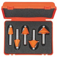 CMT 5 piece chamfer router bit set - 11.25, 15, 22.5, 30, 45 degrees x 1/2 shank