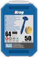 Kreg SML-C250B-50-EUR Kreg Blue-Kote WR Pocket Hole Screws - 64mm / 2-1/2\" x 8 Coarse, Washer-Head, qty 50