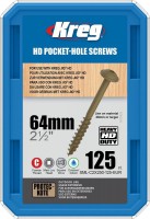 Kreg SML-C2X250-125-EUR Kreg HD WR Pocket Hole Screws - 64mm / 2-1/2\" x 14 Coarse, Washer-Head, qty 125