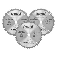 Trend CraftPro Triple Pack Mitre Saw Blade - 184mm dia x 1.6 kerf x 16 bore 24T 48T 60T