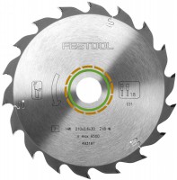 Festool 493197 Saw Blade WOOD STANDARD HW 210 dia x 2.6 kerf x 30 bore W18