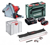 Mafell 91E003 MT 55 18 M BL Cordless Plunge Saw Package with Rails 204805 and Metabo 8ah